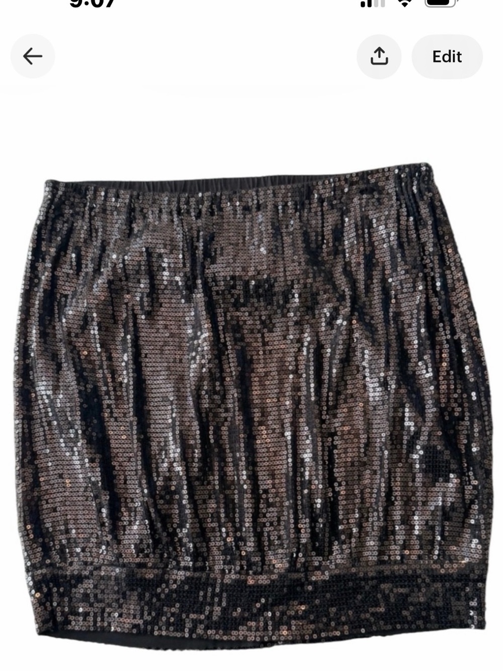 Michael Kors Black Sequin Strapless Tube Top Draped Bubble Hem Blouson Size S